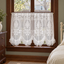 White Floral Embroidered Rod-Pocket Cafe Curtain - styled product view