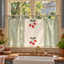 Green Gingham Cafe Curtains Valances, Farmhouse Country Kitchen Curtains, Fruit Strawberry Cotton Linen Half Curtains, Custom Curtains Sizes - product view 1