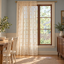 Custom Boho Beige Crochet Flowers Lace Valances, Sheer Curtain, Farmhouse Light Filtering Kitchen Curtain, Cafe Semi-Sheer Curtains - styled product view