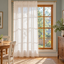 Boho Striped Linen Yarn Curtains, Farmhouse Kitchen Curtain with Tassel, Linen Sheer Curtain Panels for Bedroom, Living Room, Custom Sizes - styled product view