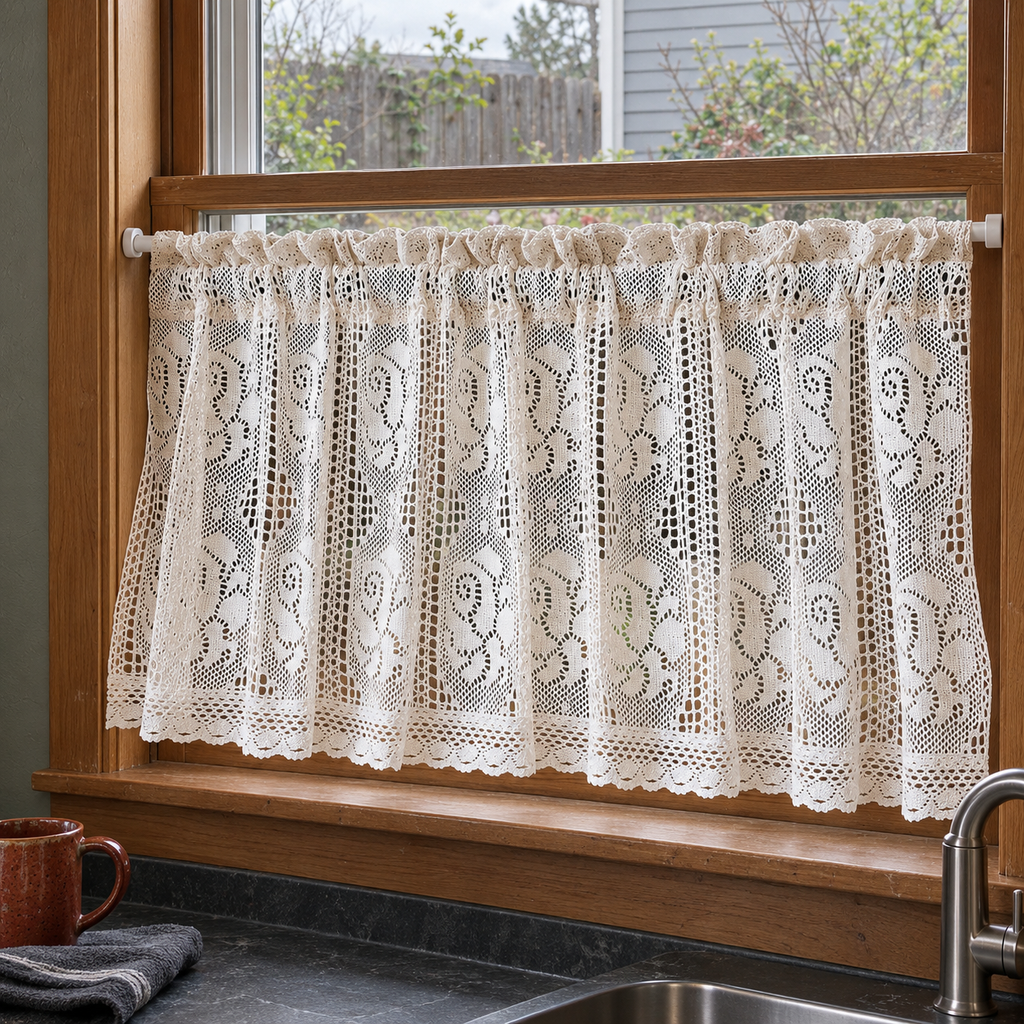 Ivory lace cafe curtain - hero