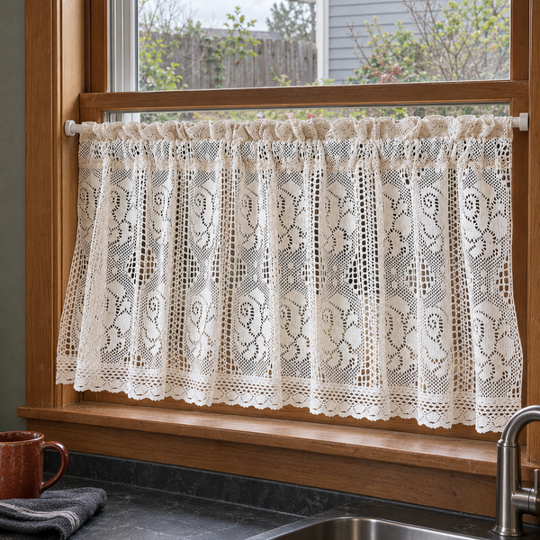 Ivory lace cafe curtain - hero