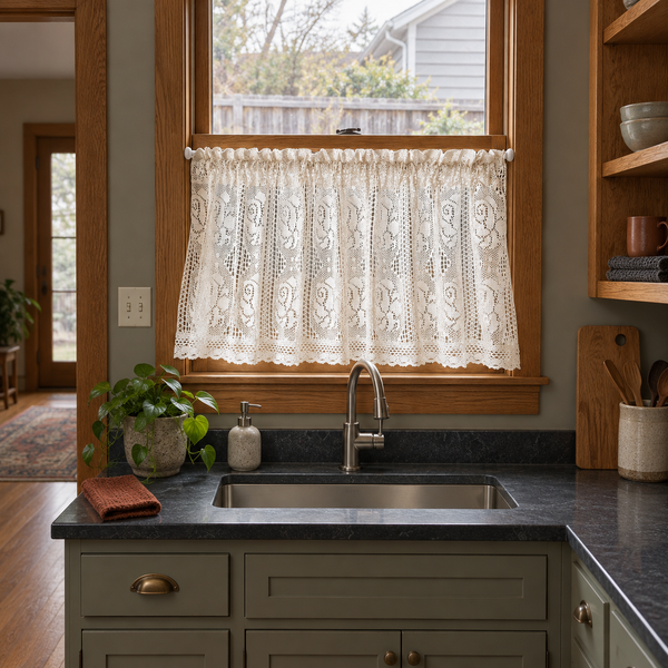 Ivory lace cafe curtain - kitchen