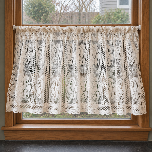 Ivory lace cafe curtain - complete
