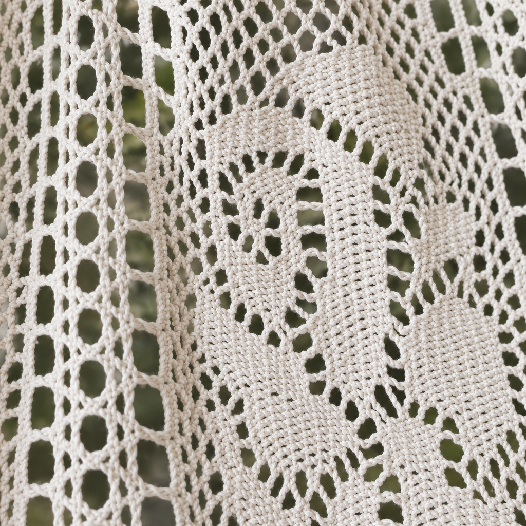 Ivory lace cafe curtain - motif