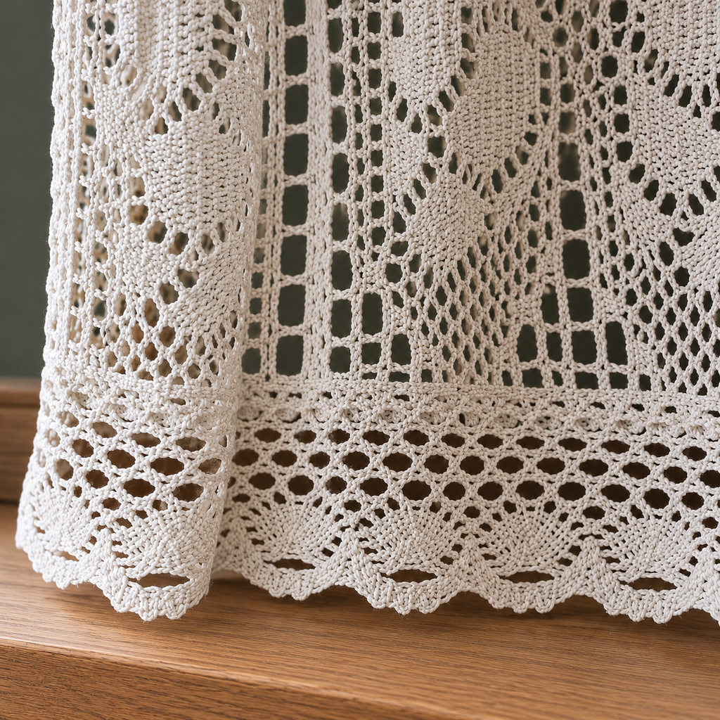 Ivory lace cafe curtain - hem