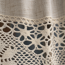 Oatmeal curtain with cream lace - splice