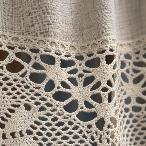 Oatmeal curtain with cream lace - splice