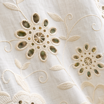 Ivory cutwork floral short curtain — cutwork view