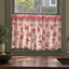 Red and pink rose short curtain with gingham header - hero