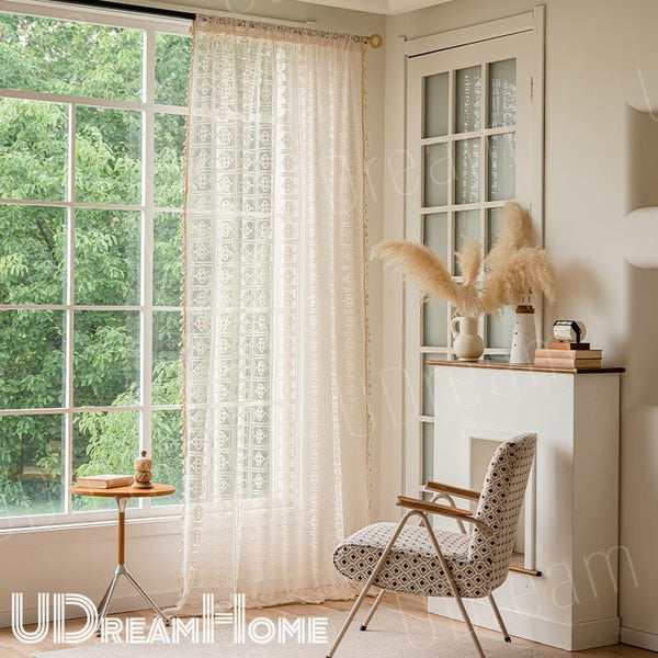 Boho Farmhouse Kitchen Cafe Curtains – full product view