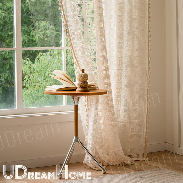 Boho Farmhouse Kitchen Cafe Curtains – close-up product detail
