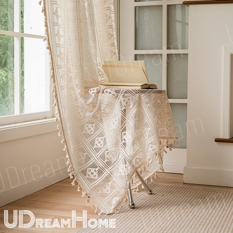 Boho Farmhouse Kitchen Cafe Curtains – color and pattern detail