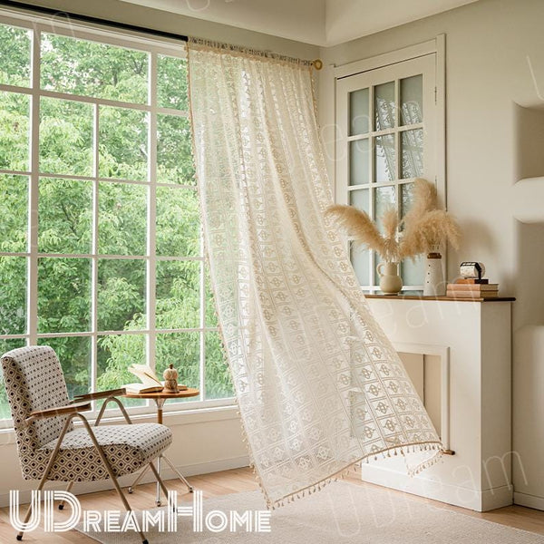 Boho Farmhouse Kitchen Cafe Curtains – alternate product view