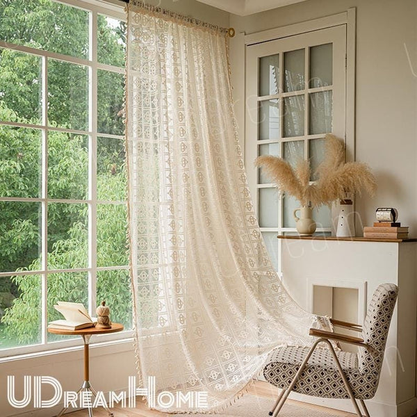 Boho Farmhouse Kitchen Cafe Curtains – primary product view