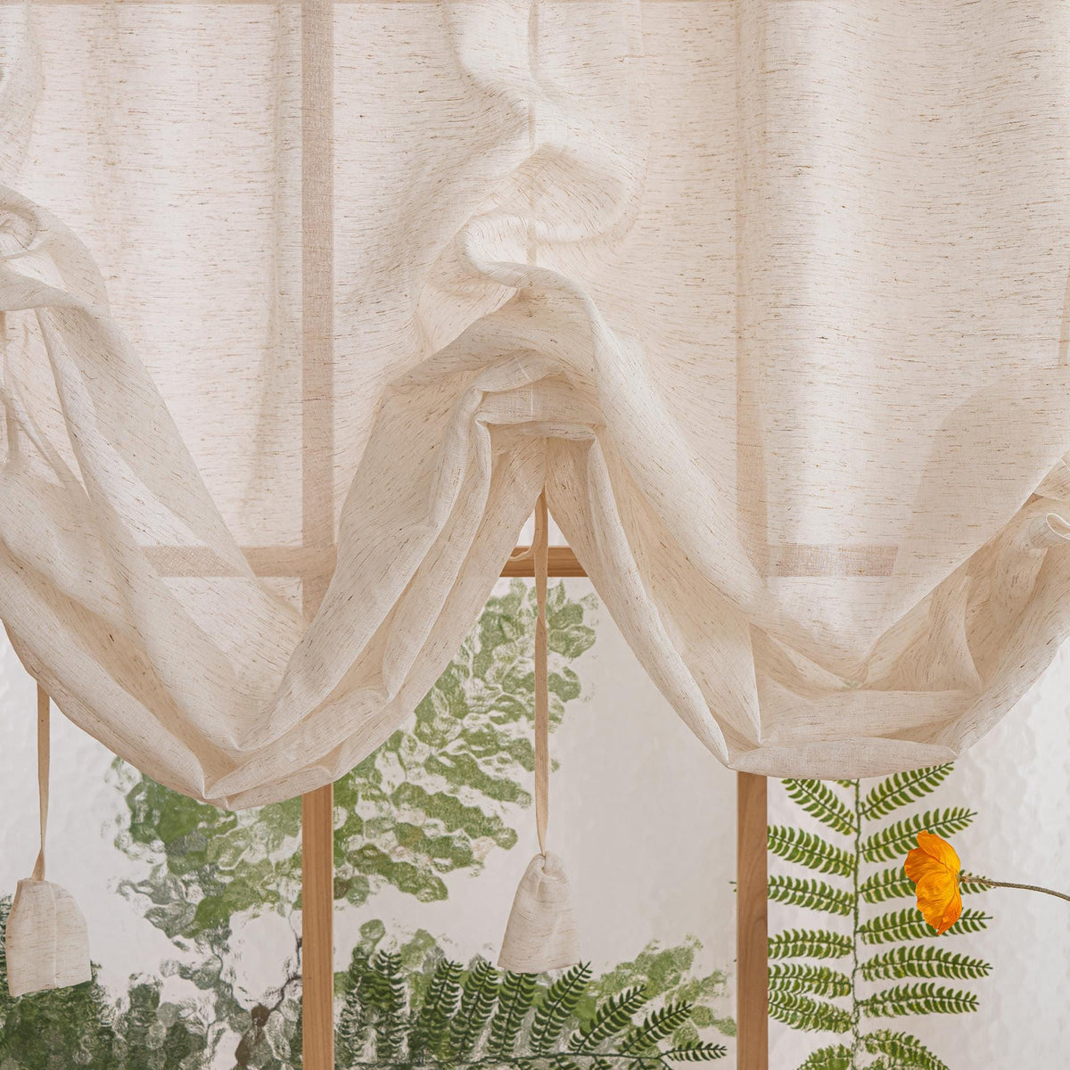 Linen Tie-Up Farmhouse Curtain Panel – construction detail
