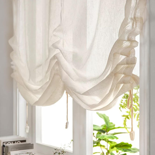 Linen Tie-Up Farmhouse Curtain Panel – primary product view