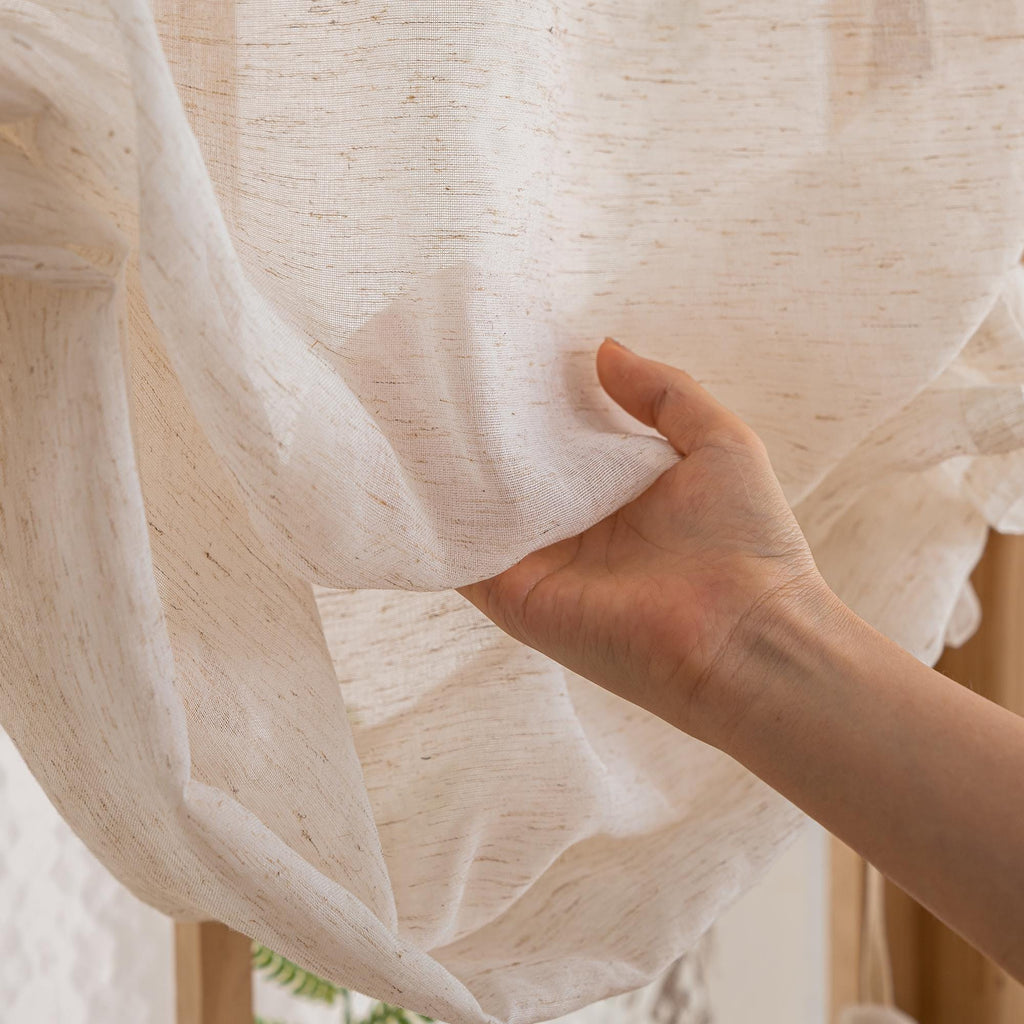 Linen Tie-Up Farmhouse Curtain Panel – alternate angle