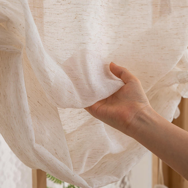 Linen Tie-Up Farmhouse Curtain Panel – alternate angle