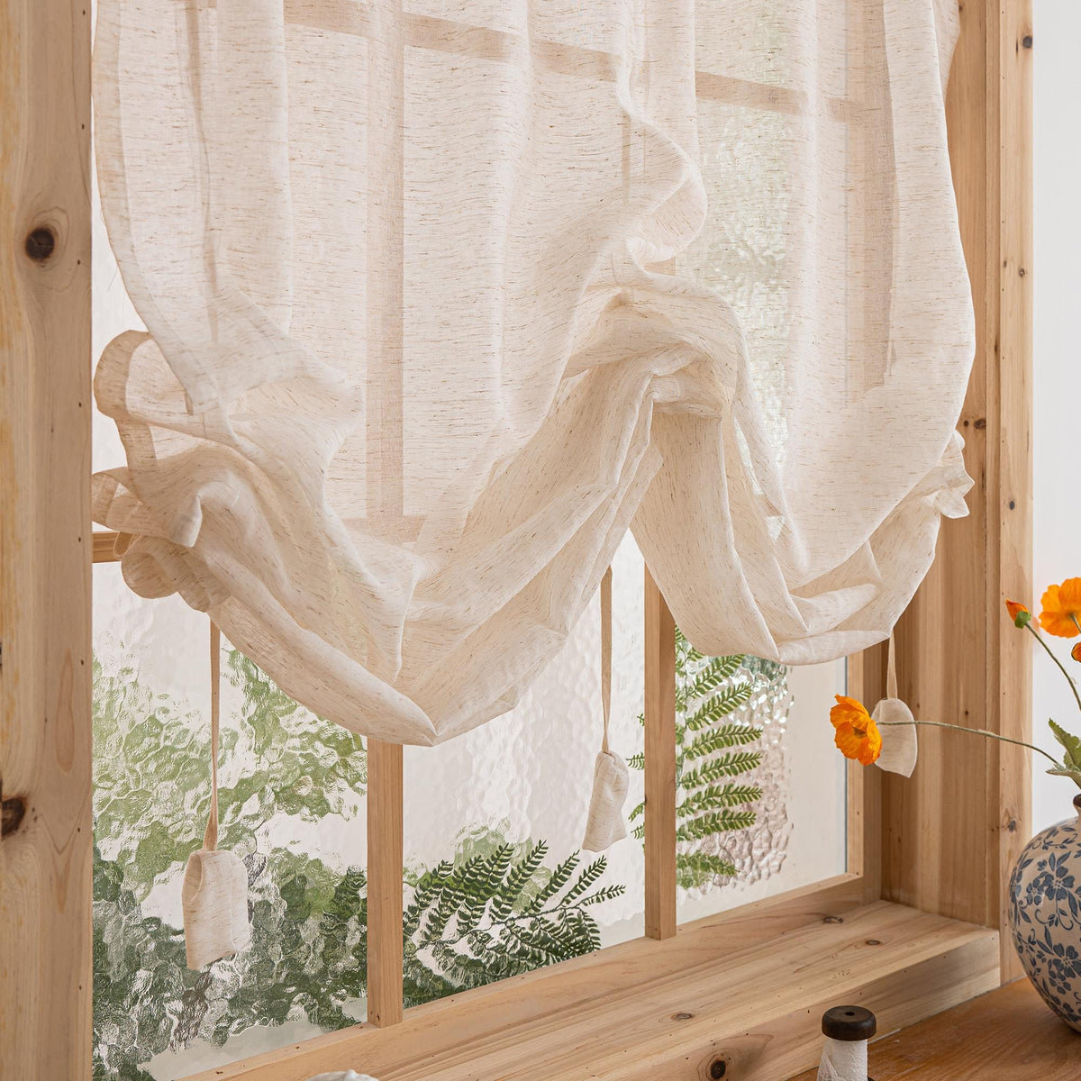 Linen Tie-Up Farmhouse Curtain Panel – additional product detail