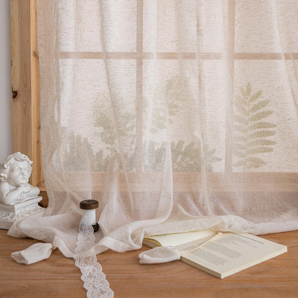 Linen Tie-Up Farmhouse Curtain Panel – material and texture detail
