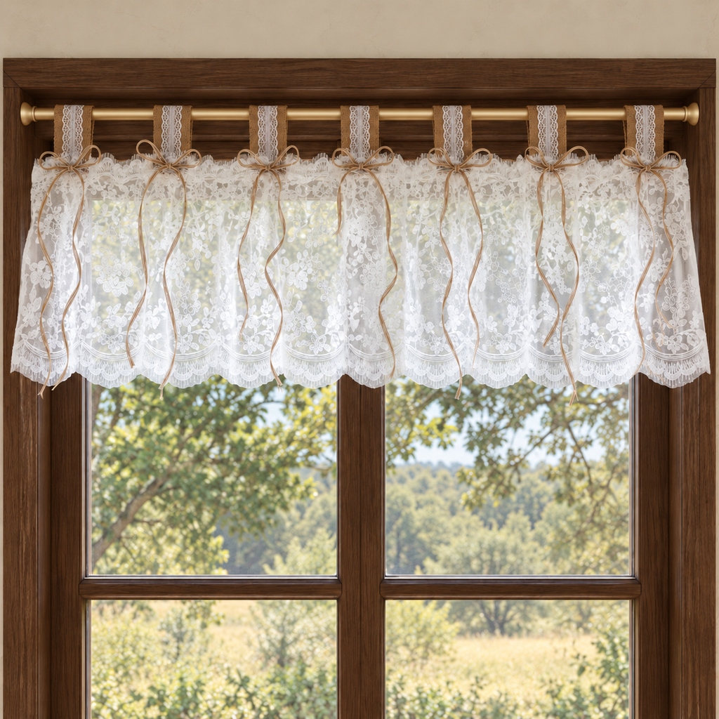 White floral lace valance - complete-product