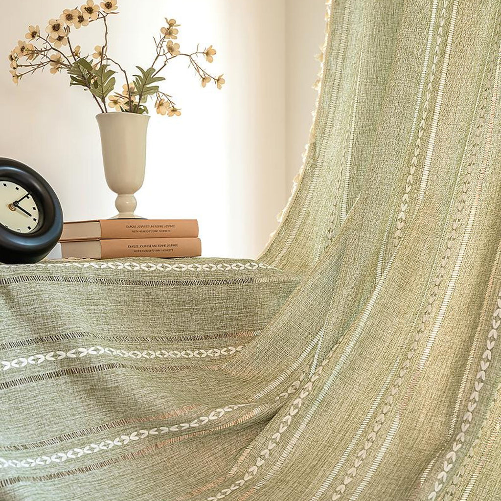 Green Boho Curtain Panel