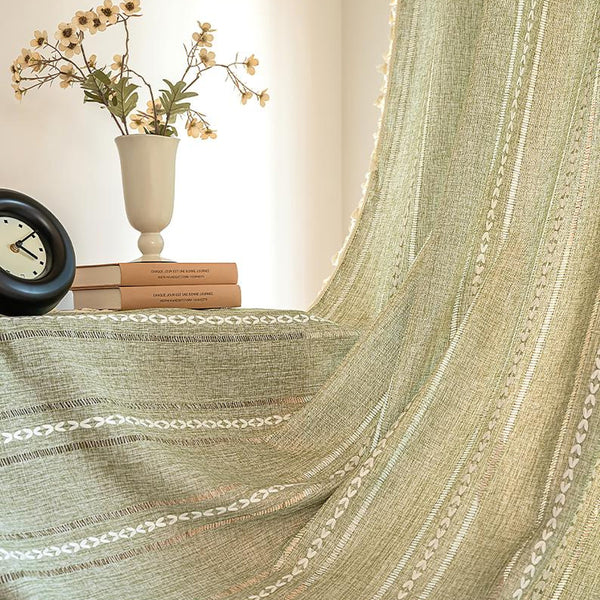 Green Boho Curtain Panel