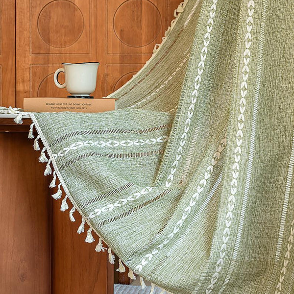 Green Boho Curtain Panel