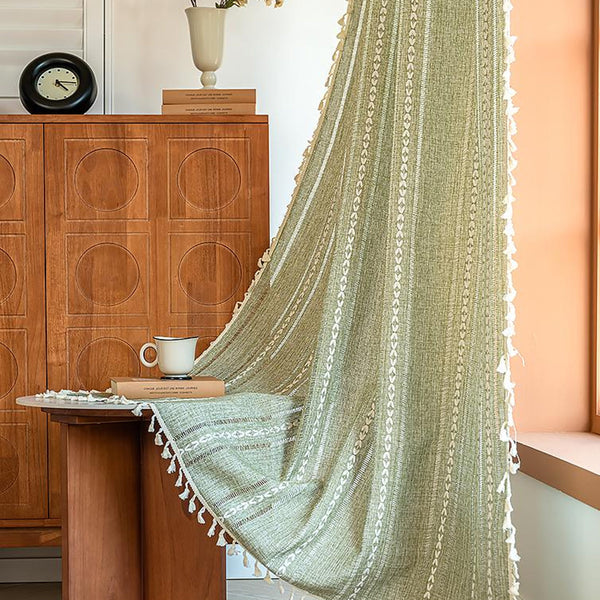 Green Boho Curtain Panel