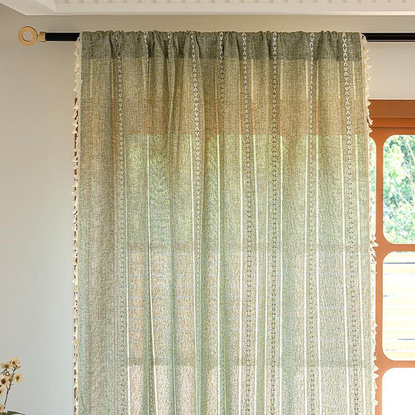 Green Boho Curtain Panel