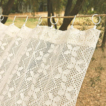 Beige Crochet Cafe Valance