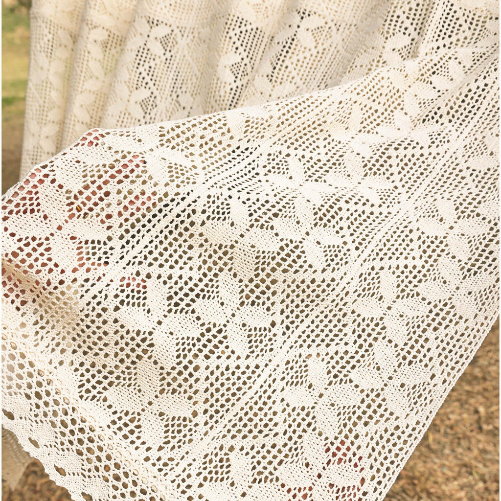 Beige Crochet Cafe Valance