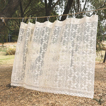 Beige Crochet Cafe Valance