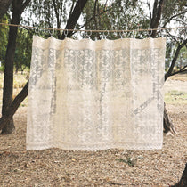Beige Crochet Cafe Valance