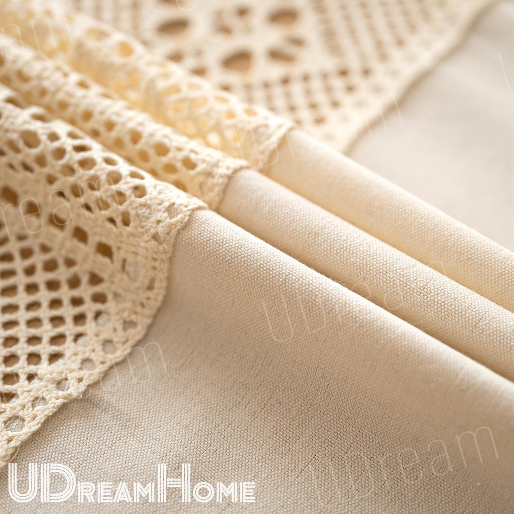 Crochet Lace Linen-Blend Cafe Curtain – alternate angle