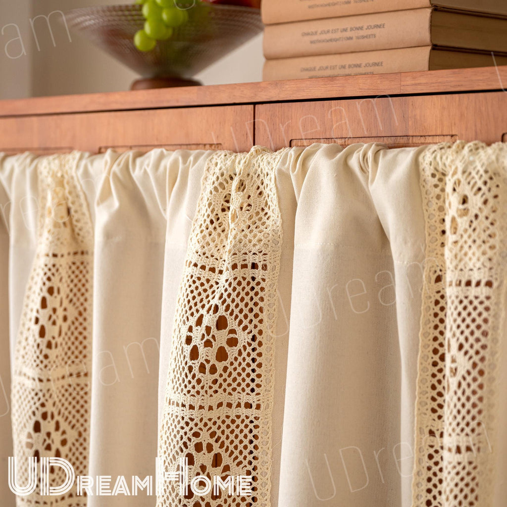 Crochet Lace Linen-Blend Cafe Curtain – alternate product view