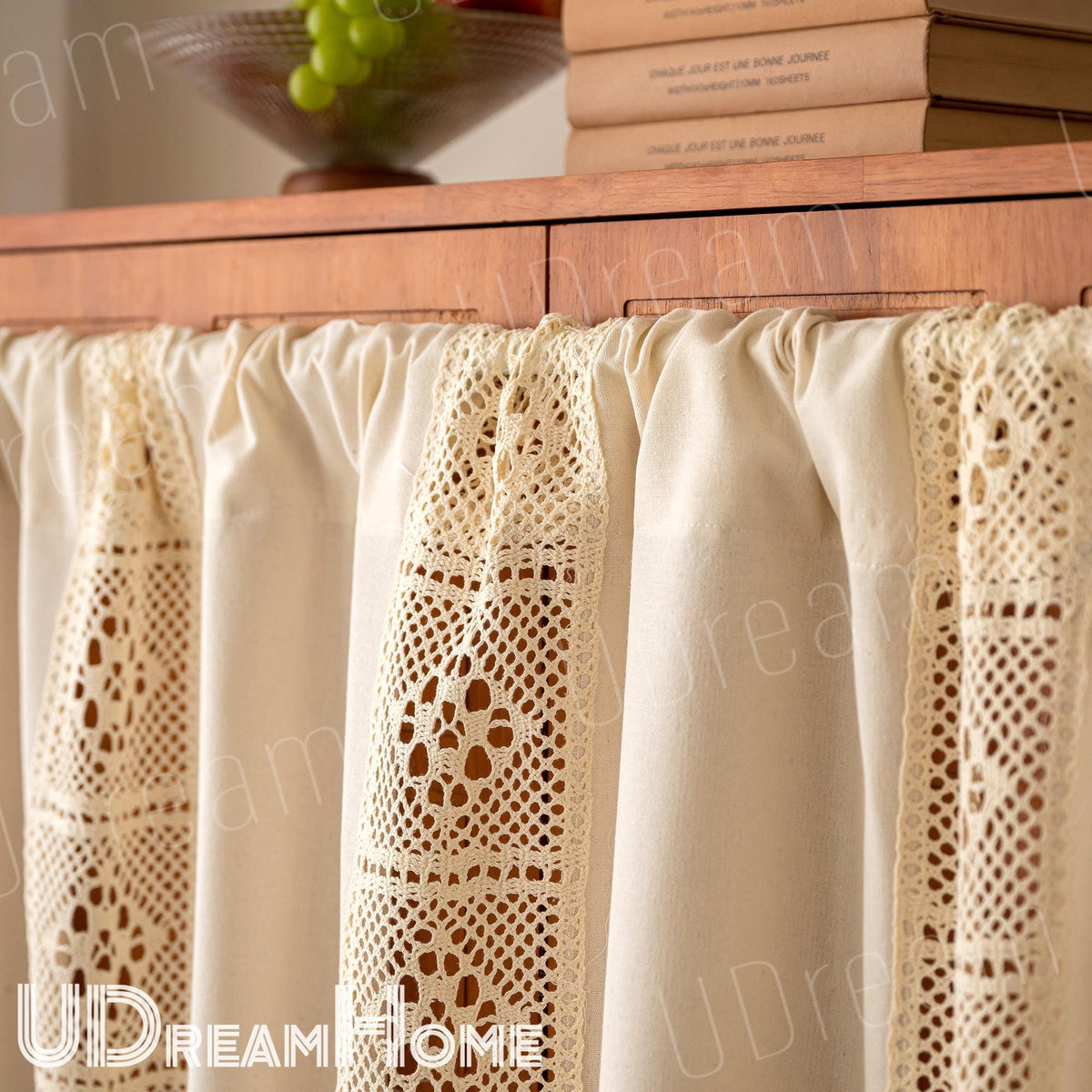 Crochet Lace Linen-Blend Cafe Curtain – alternate product view