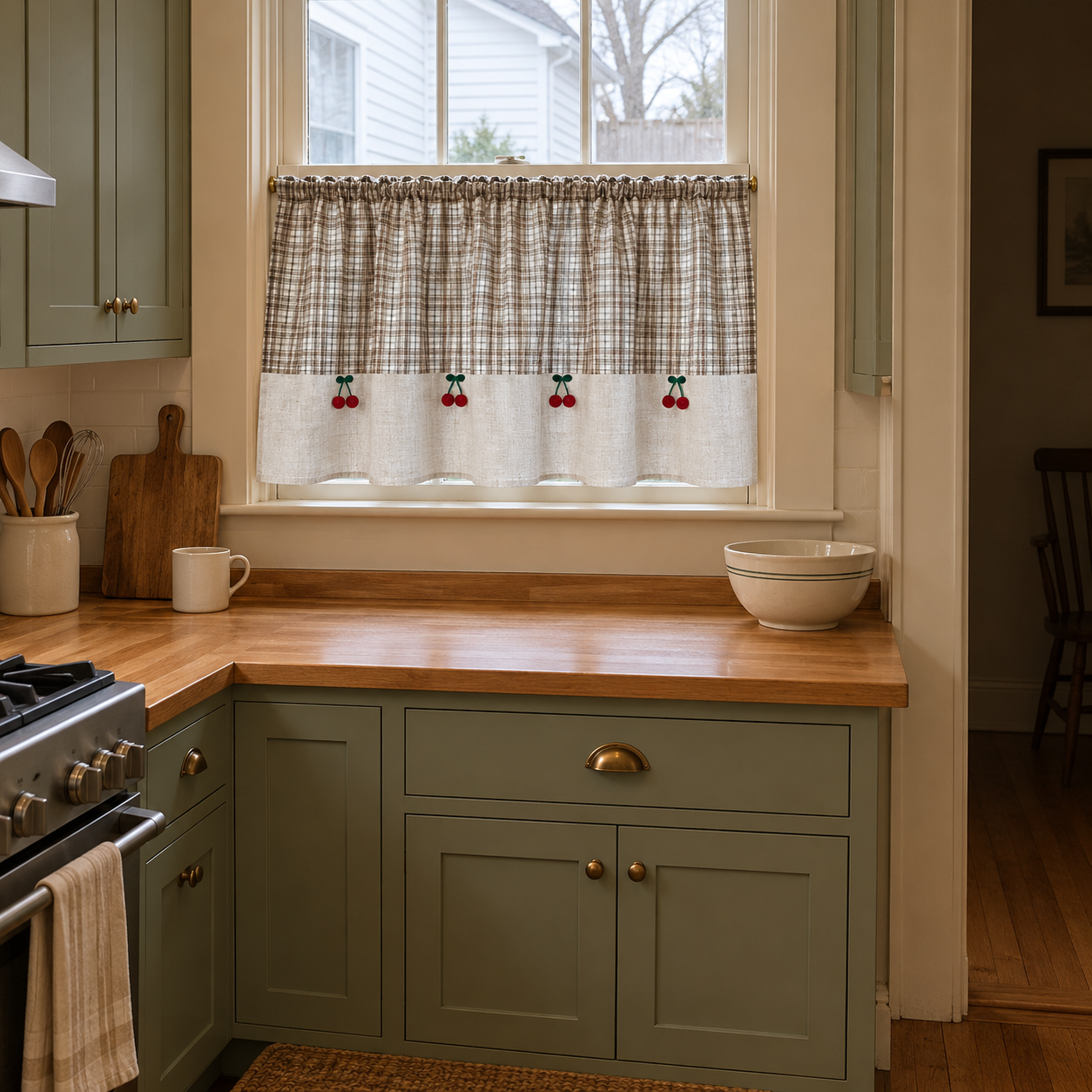 Plaid Linen Farmhouse Window Curtain Secondary image