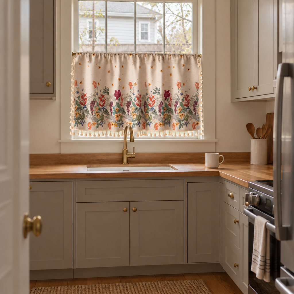 Floral Cafe Curtain Panel - product view 2