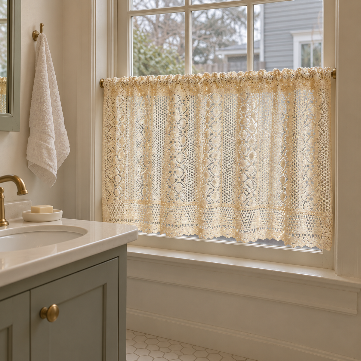 Crochet Half Curtain – Boho Chic - product view 1 Main image