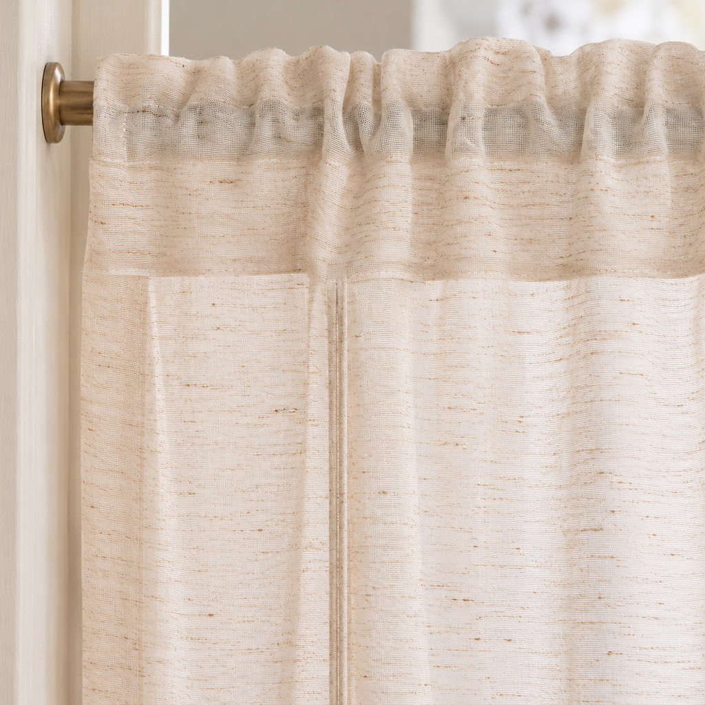 Linen Tie-Up Curtain Panel - header detail