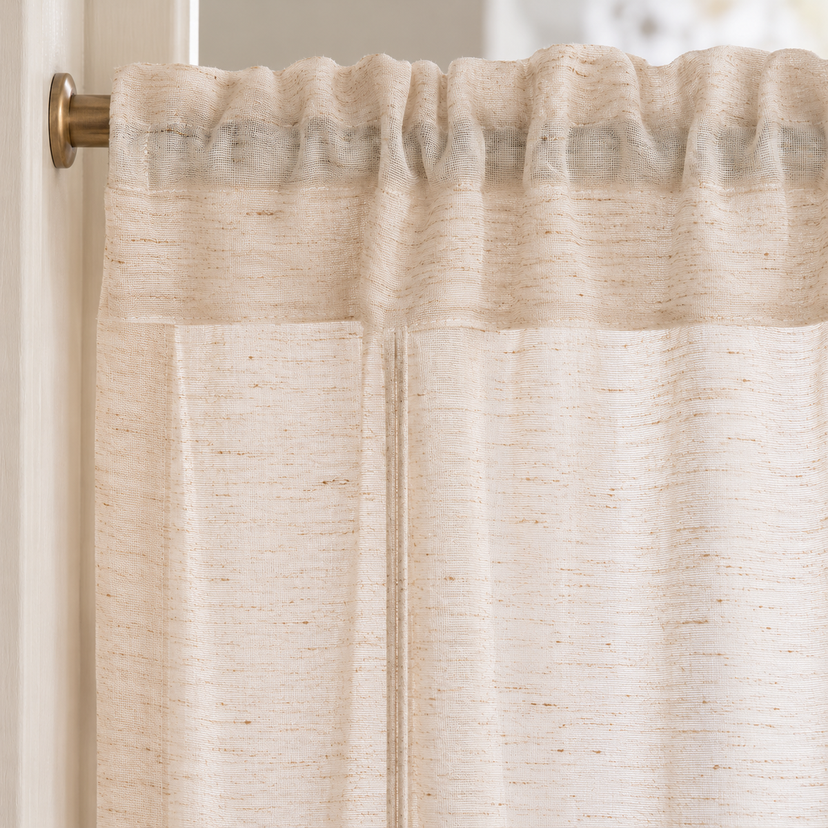 Linen Tie-Up Curtain Panel - header detail