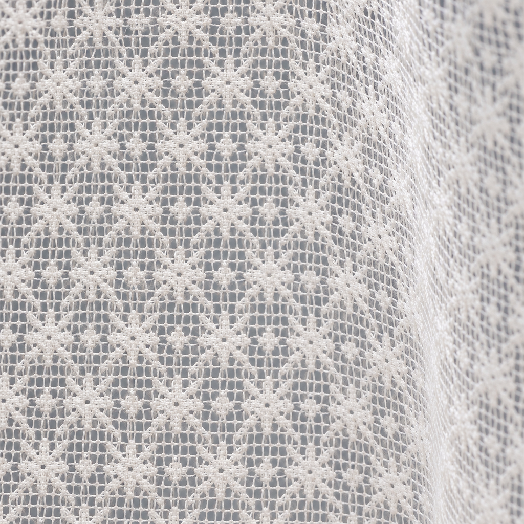 Snowflake Embroidered Lace Cafe Curtain - fabric detail