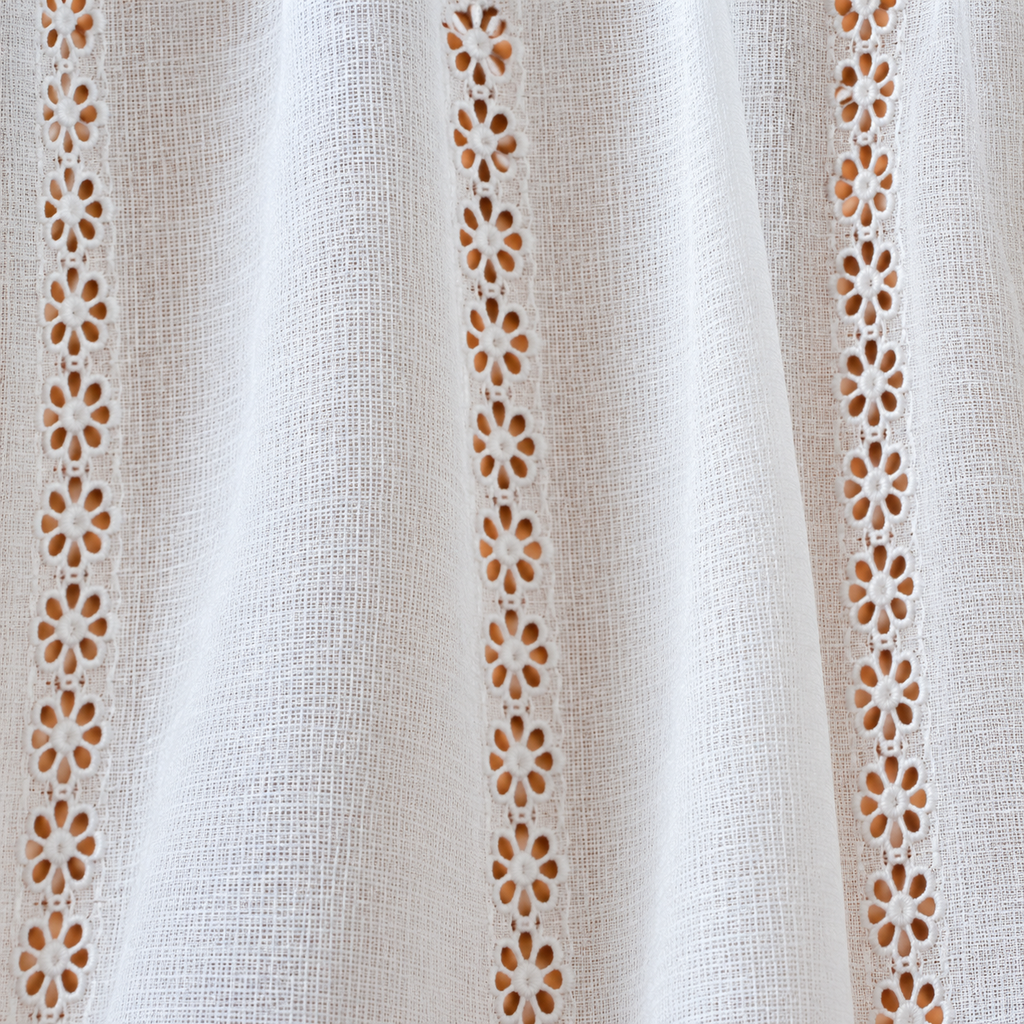 Woven Crochet Lace Cafe Curtain - fabric detail