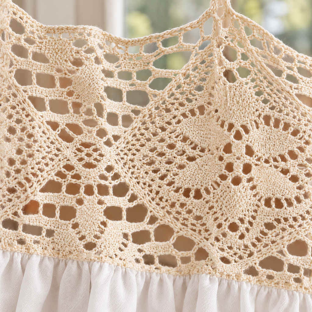 White French Country Lace Cafe Curtain - product view 3