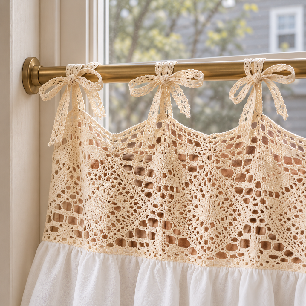 White French Country Lace Cafe Curtain - product view 4