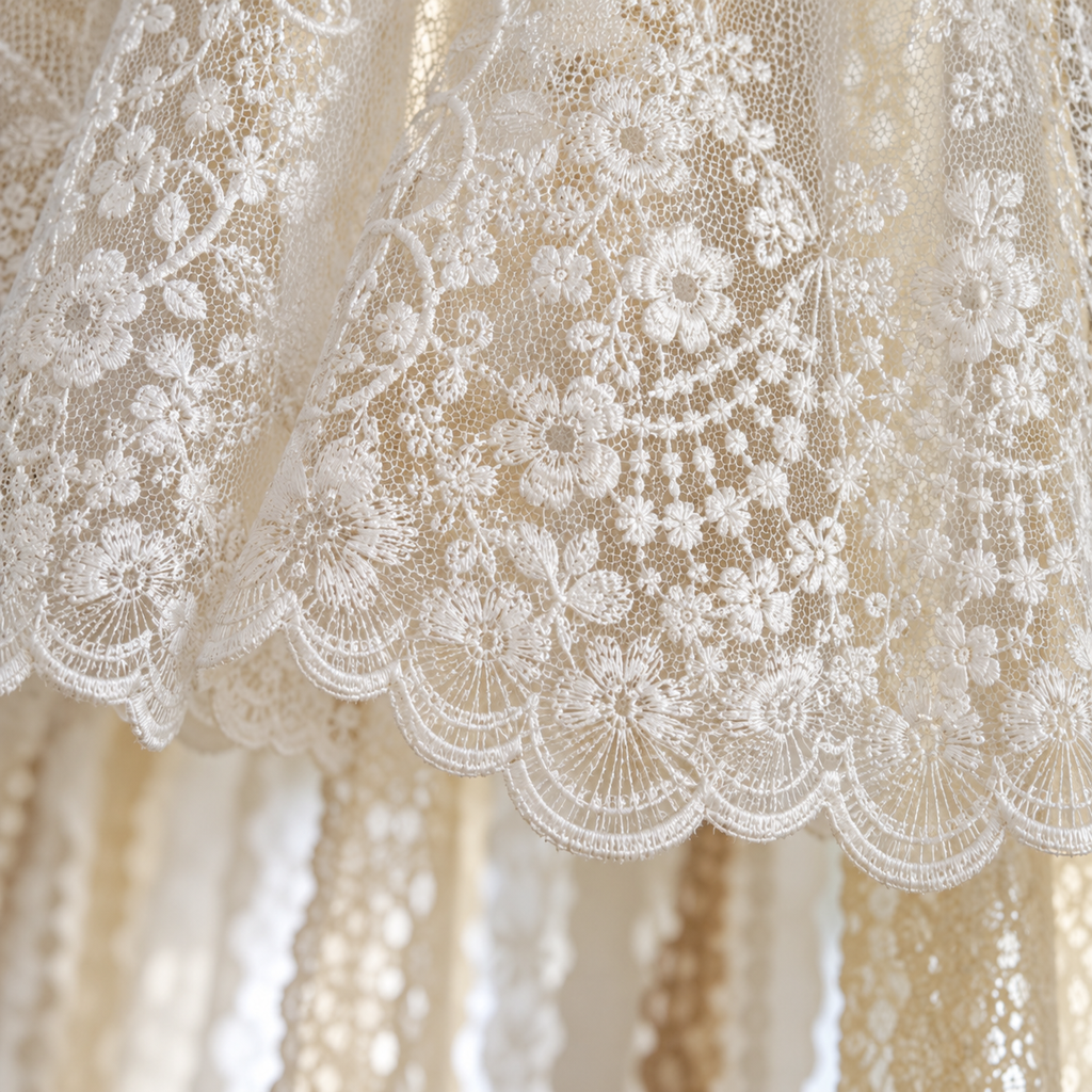 Burlap and Lace Window Valance - product view 3