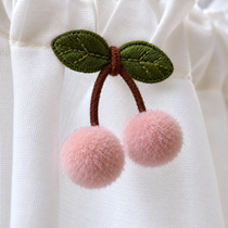 Cherry Embroidered Cotton Cafe Curtain - fabric detail