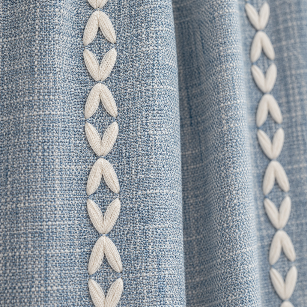 Boho Farmhouse Tassel Window Panel - fabric detail